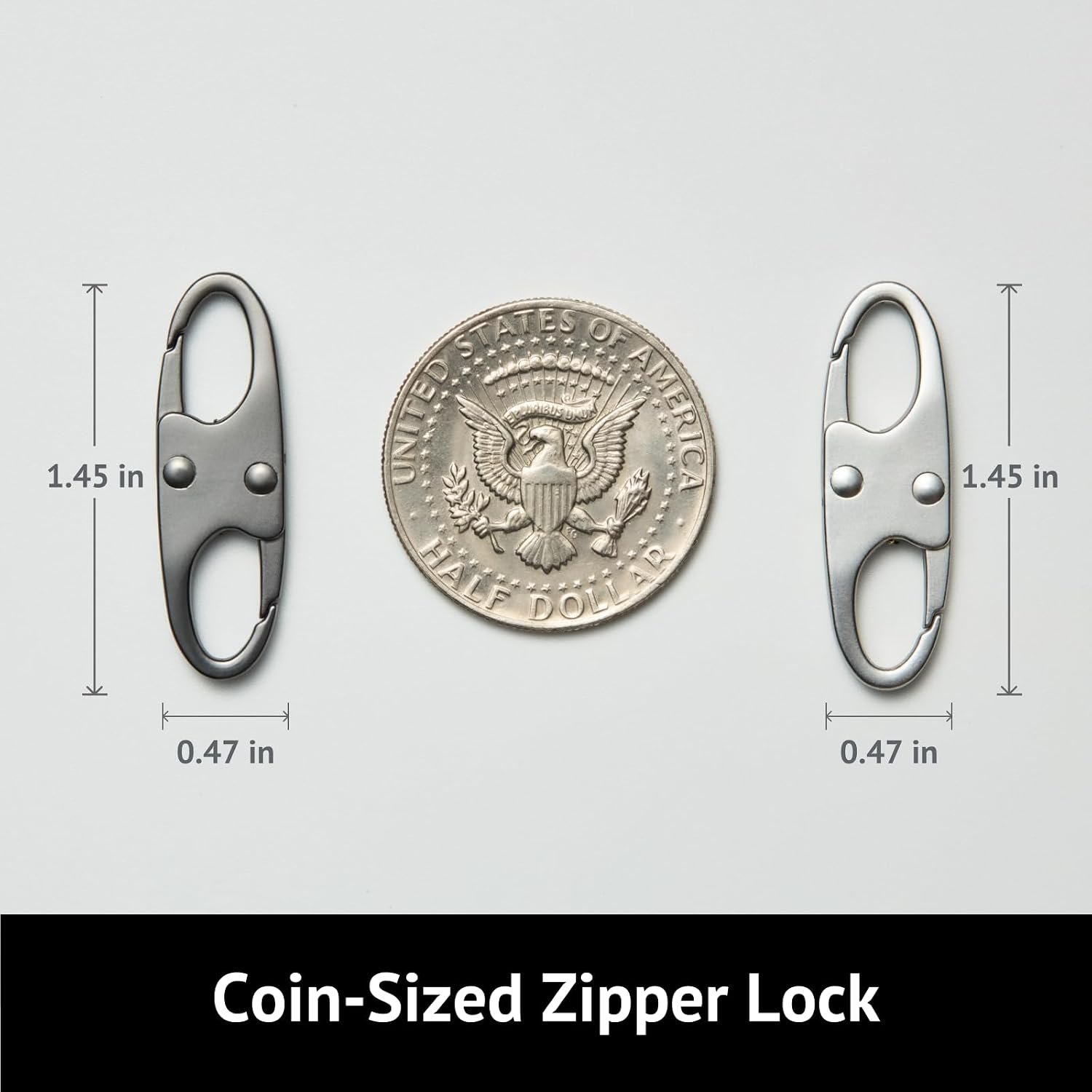 zelin Anti Theft Zipper Clips, Travel Essentials, Carabiner, 2Grey 2Silver | Metal Zipper Lock Clip and Airplane Gadgets, Anti Theft Protection for Travel Bag, Commuter Backpack and Replacement - Image 2