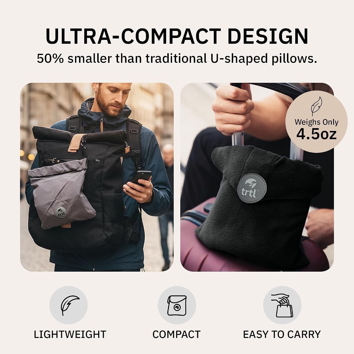 Trtl Pillow - Scientifically Proven Neck Support Travel Pillow for Airplanes - Lightweight and Machine Washable - Ergonomic Design for Traveling on Cars and Trains - Grey - Image 5