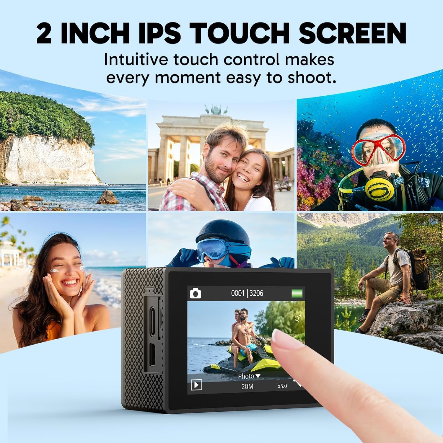 AKASO EK7000 Pro 4K30 Action Camera with Touch Screen EIS 131FT Waterproof Underwater Camera 5X Zoom Remote Control with Waterproof Floating Hand Grip Bundle and Carrying Case Accessories Kit Bundle - Image 8