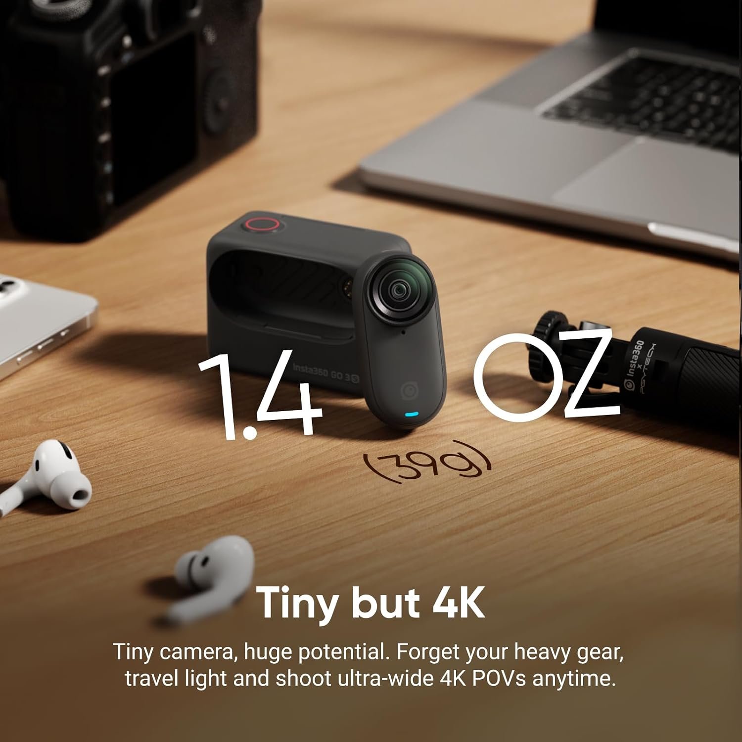 Insta360 GO 3S - 128 GB Black 4K Tiny Portable Vlogging Camera, Hands-Free POVs, Mount Anywhere, Stabilization, 140 Min Battery Life, 10m Waterproof, Pet POV (Renewed) - Image 2