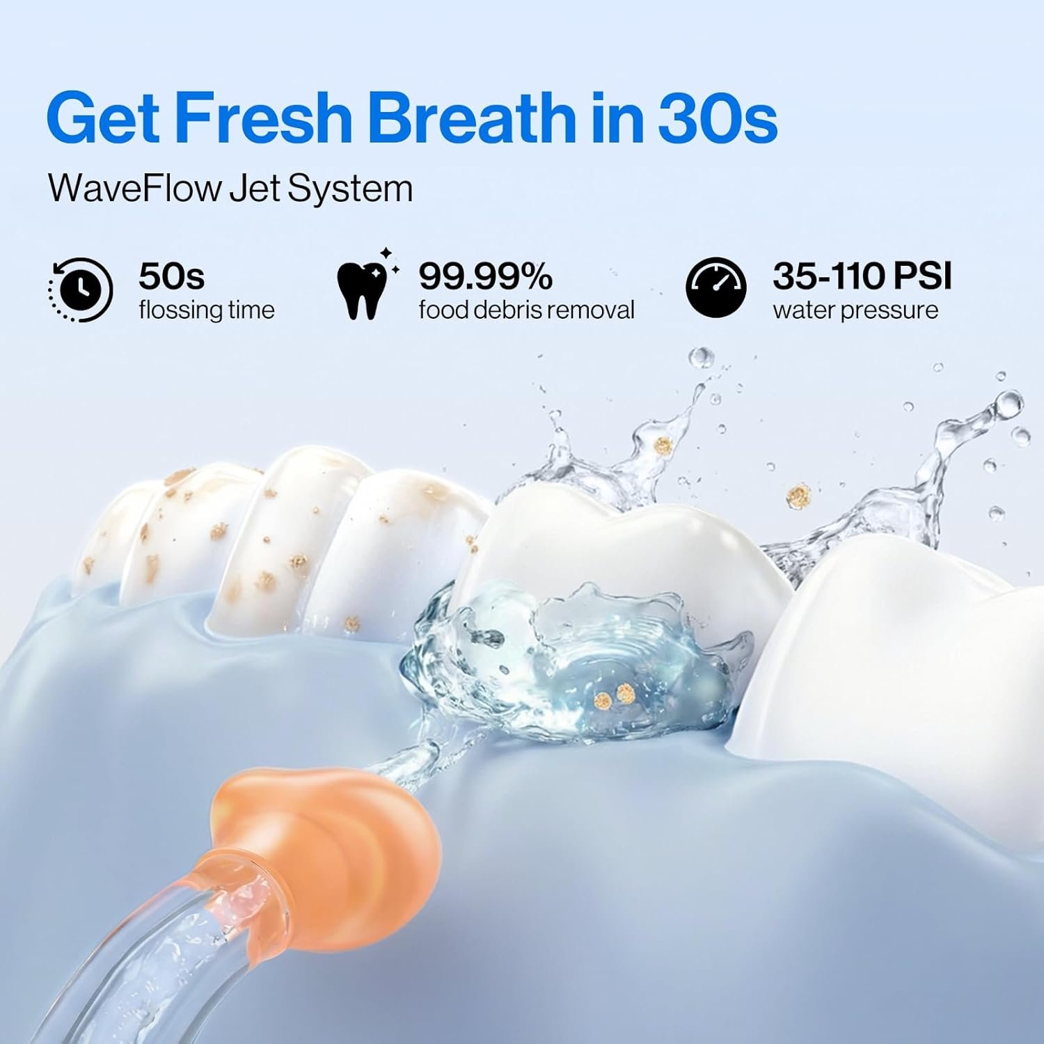 usmile C10 Portable Water Flosser for Travel, 95-Day Battery, IPX7, Blue | 180ml Tank, 4 Modes, 360° Nozzle, Cordless Oral Irrigator for Braces, Implants & Sensitive Teeth, Teeth Cleaner - Image 2