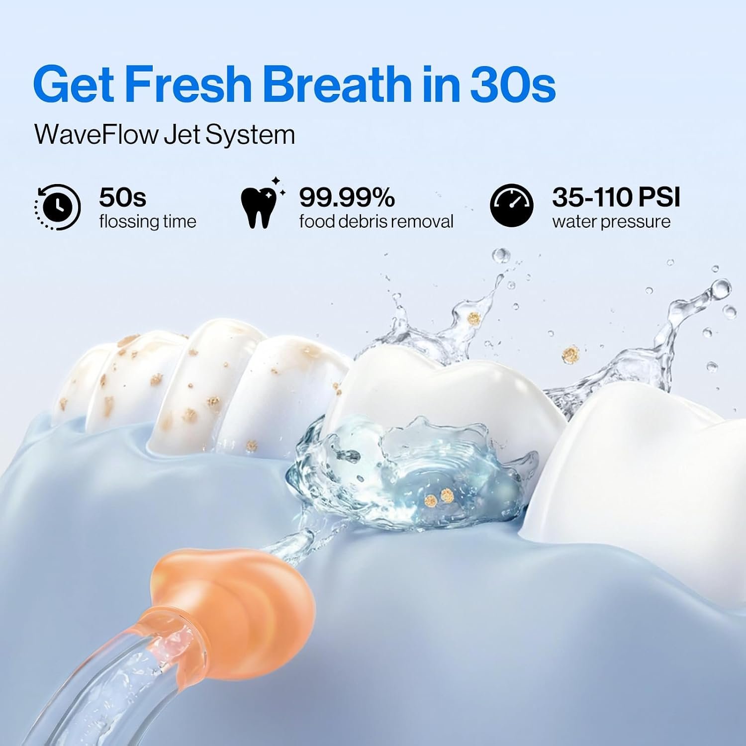 usmile C10 Portable Water Flosser for Travel, 95-Day Battery, IPX7, White | 180ml Tank, 4 Modes, 360° Nozzle, Cordless Oral Irrigator for Braces, Implants & Sensitive Teeth, Teeth Cleaner - Image 2