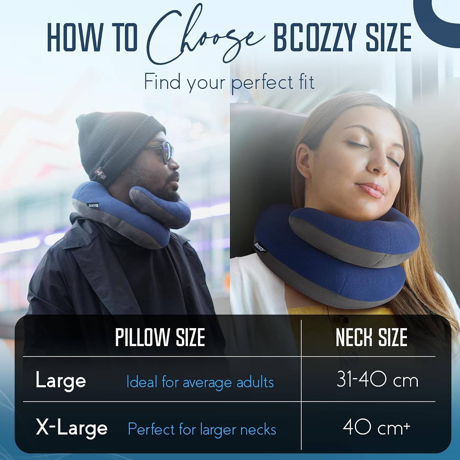 BCOZZY Travel Neck Pillow for Airplane – Patented Double Support for Head, Neck, and Chin. Best for Long Flights, Plane Sleeping, and Car Rides. Adjustable Size. Fully Washable. Carry Bag. Large, Gray - Image 8