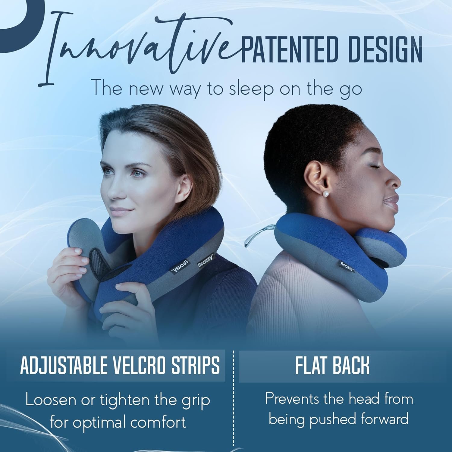 BCOZZY Travel Neck Pillow for Airplane– Patented Double Support for Head, Neck, and Chin. Best for Long Flights, Plane Sleeping, and Car Rides. Adjustable Size. Washable. Carry Bag. Large, Purple - Image 5