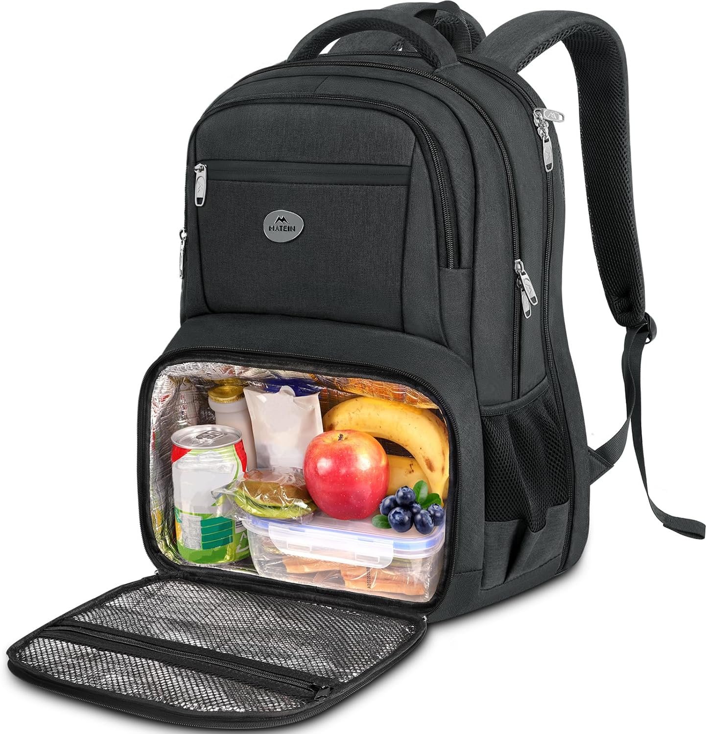 MATEIN Lunch Backpack for Men, 17 Inch Work Bookbag with Laptop Compartment | Water Resistant School Backpack with Lunch Box, Anti Theft TSA Work Bag, Insulated Cooler Compartment, Office Commute College