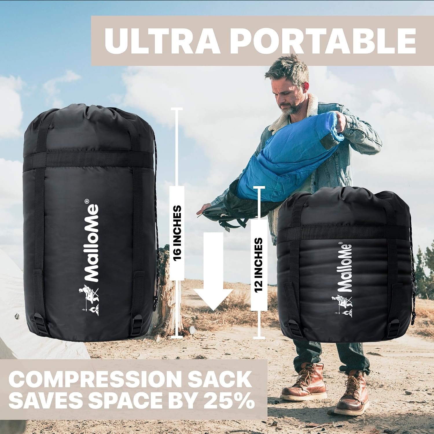 MalloMe Sleeping Bags for Adults Cold Weather & Warm - Backpacking Camping Sleeping Bag for Kids, Girls, Boys - Lightweight Camping Essentials Gear Accessories Hiking Sleep Must Haves Single & Double - Image 6