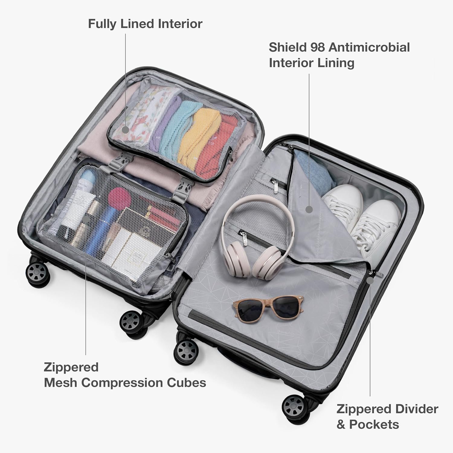 Traveler's Choice Pagosa Hardshell Expandable Luggage with Spinner Wheels, Black, 22-Inch Carry-on - Image 8