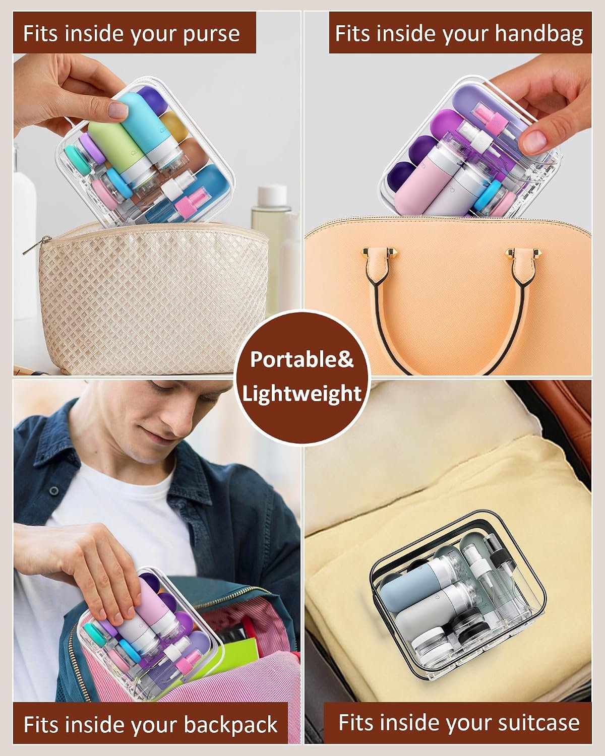 20 Pack Travel Bottles for Toiletries, Original Patented, TSA Approved Travel Size Containers, Leak Proof Silicone Shampoo and Conditioner Bottles Women & Men, Airplane Cruise Essentials, Purple - Image 6
