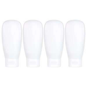 TSA Approved Travel Bottles Set for Toiletries Travel Size Containers Kit 4 Pack Portable Leak Proof Refillable Squeeze Cosmetic Airplane Essential Shampoo Hair Conditioner Body Lotion Bath Shower Gel