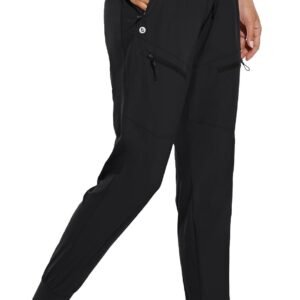 baleaf Women's Lightweight Hiking Pants with 5 Zippered Pockets | High waist design, Water Resistant, Quick Dry, UPF 50+ Stretch Joggers, soft material, for Travel Hiking
