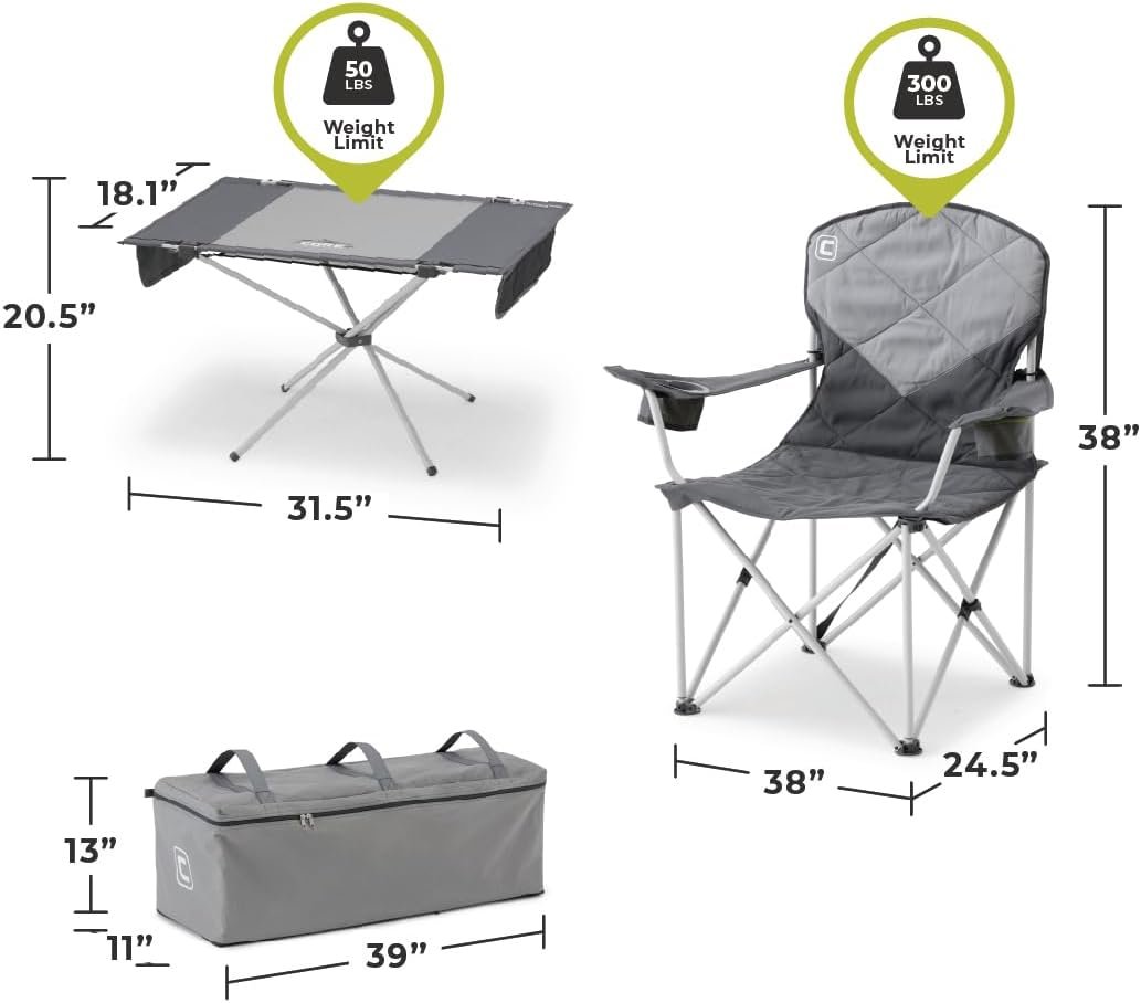 CORE 4 Person Instant Cabin Tent Camping Set | Includes 1 Pop Up Tent with 60 Second Setup, 1 Outdoor Table & 2 Camp Chairs | Perfect for Family Car Camping with Included Carry Bag - Image 3