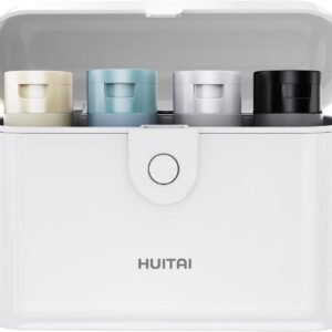 Travel Bottles TSA 4x2oz With Case Leak-Proof White | Durable ABS hard case, press-to-unlock, 4 individual compartments, wide-mouth bottles for easy fill, leak-proof seals