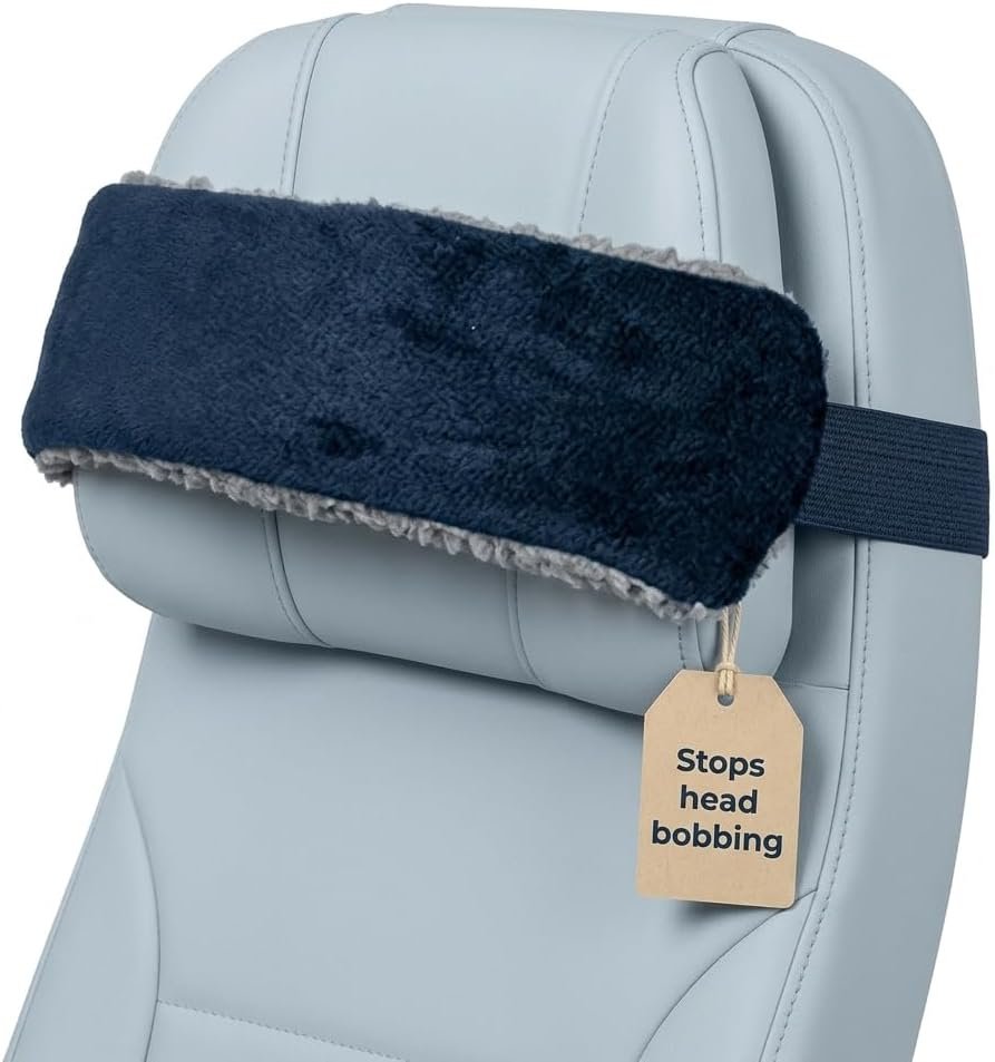 SeatSleeper Travel Pillow Alternative Stops Bobbing | Airplane Head Straps and Car Support Head Band | Travel Upright with Less Neck Strain | Super Comfy, Small & Compact