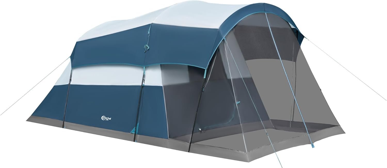 PORTAL 6/8/10 Person Family Camping Tent with Screen Room | Portable 8 Person Tent Outdoor Design; Durable Construction; Easy Setup & Storage