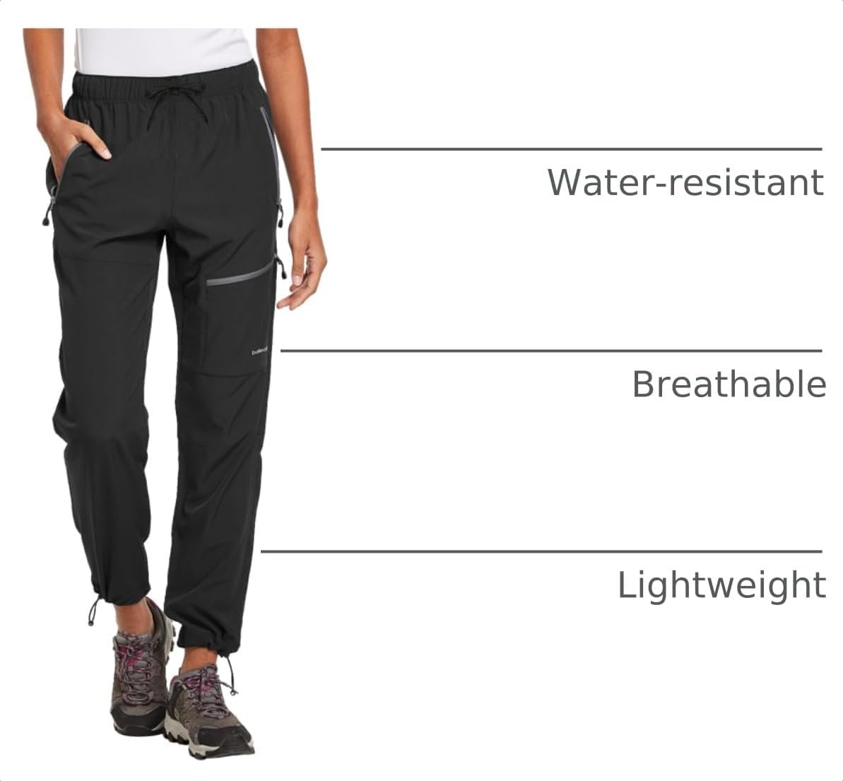 baleaf Women's Hiking Pants Quick Dry Lightweight Water Resistant Elastic Waist Cargo Pants for All Seasons | Petite/Reguar/Tall sizing, Secure Zip Pockets, Water Resistant,breathable Cargo Pants for Travel Camping - Image 4