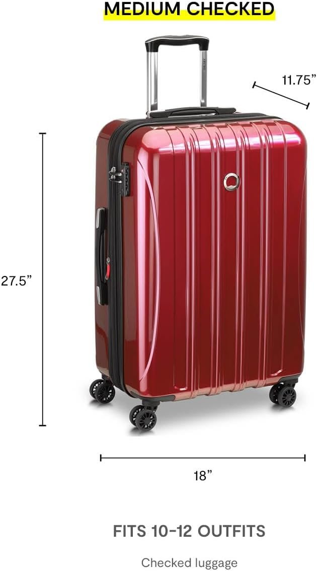 DELSEY PARIS Helium Aero Hardside Expandable Luggage with Spinner Wheels, Brick Red, Checked-Medium 24 Inch - Image 9