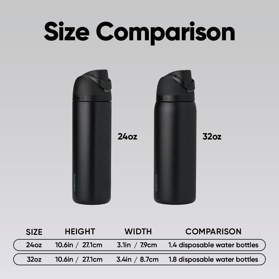 Owala FreeSip Stainless Steel Water Bottle 24 oz Very, Very Dark - Image 5