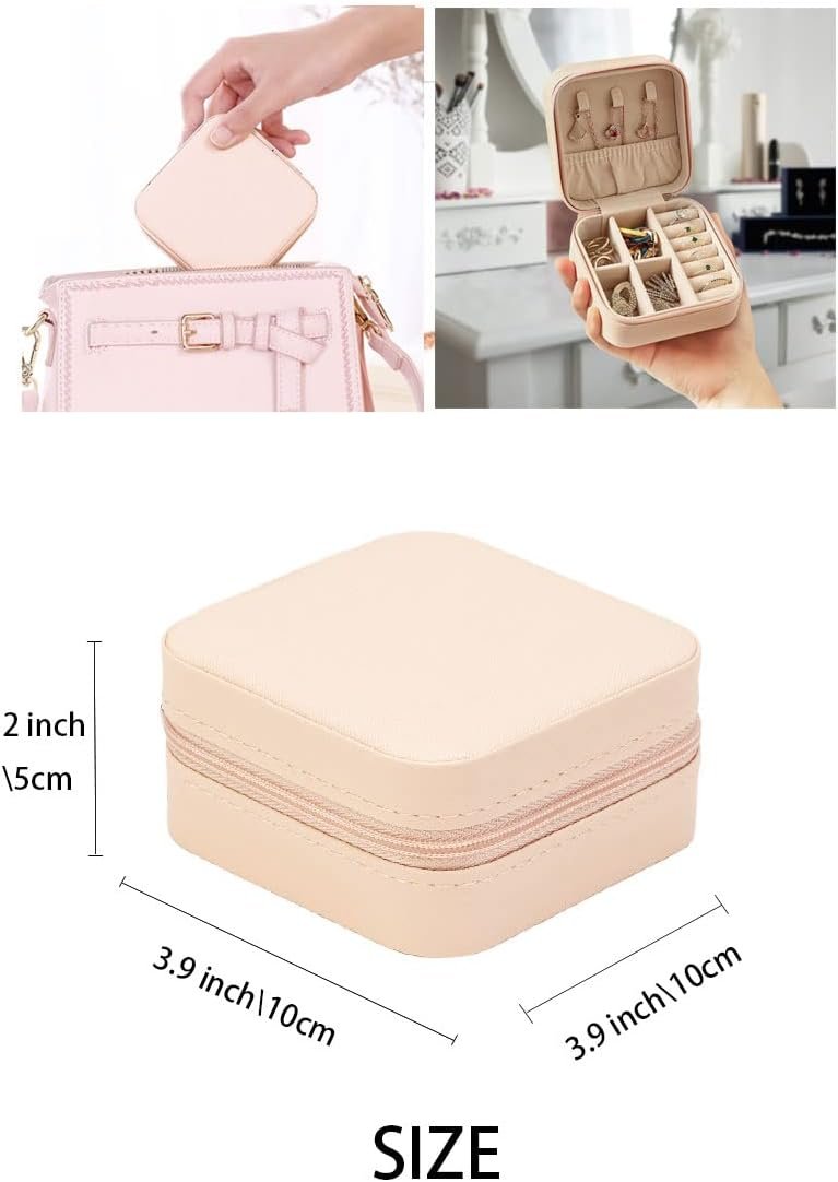 ZPROW Travel Jewelry Case, Mini Portable Jewelry Travel Boxes, Small Jewelry Organizer for Rings, Earrings, Pendants, Watches, Necklaces, Lipsticks Organizer Storage Holder Case (Pink) - Image 3