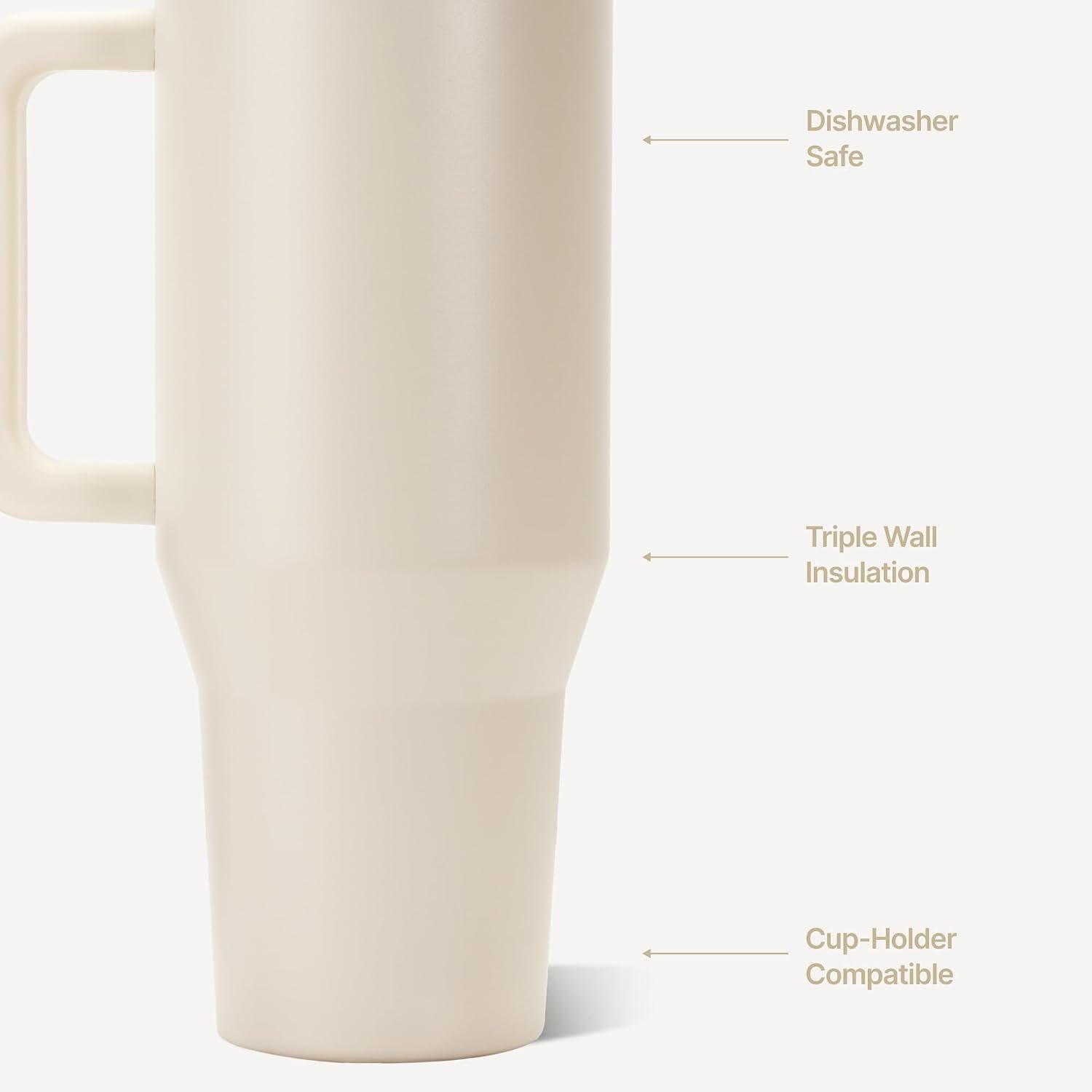 HydroJug Traveler 40oz, Insulated Tumbler with Handle & Straw, Cream - Image 3
