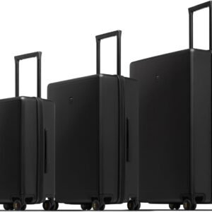 LEVEL8 Luggage Sets 3 Piece, 20 Inch Carry on, 24&28 Checked Hardshell Suitcases Set, Lightweight Luminous Textured Large Luggages with Spinner Wheels Tsa Lock, 3-Piece Set (20/24/28), Black