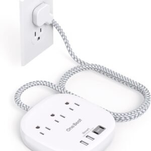 Travel Essentials, 22.5W/4.5A Flat Plug Power Strip, 6 Ft Extension Cord | 3 Outlets 4 USB Ports(2 USB C) Desktop Charging Station, Power Strip No Surge Protection for Cruise Ship, Dorm Room