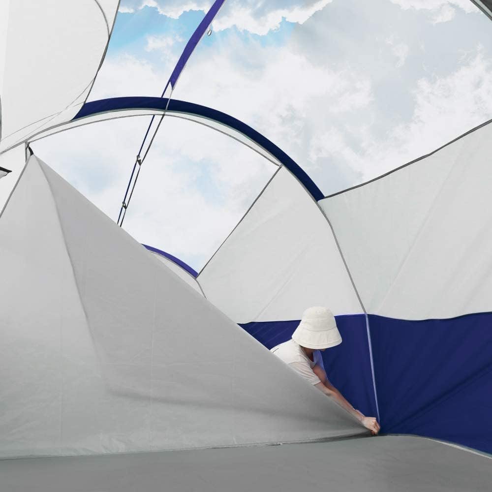 CAMPROS CP 8 Person Camping Tent, Room Divider, Rainfly, Weather Resistant | Family tent with 5 large mesh windows, double-layer design, and a carry bag, 14' x 9' x 72"(H) - Image 4