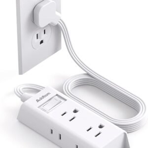 Cruise Essentials - Flat Plug Power Strip, Addtam 5 ft Ultra Flat Extension Cord with 6 Outlets Extender, No Surge Protector for Cruise Ship, Travel, Dorm, Home Office, ETL Listed