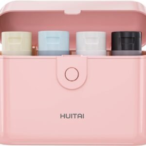 Travel Bottles TSA 4x2oz With Case Leak-Proof Pink | Durable ABS hard case, press-to-unlock, 4 individual compartments, wide-mouth bottles for easy fill, leak-proof seals