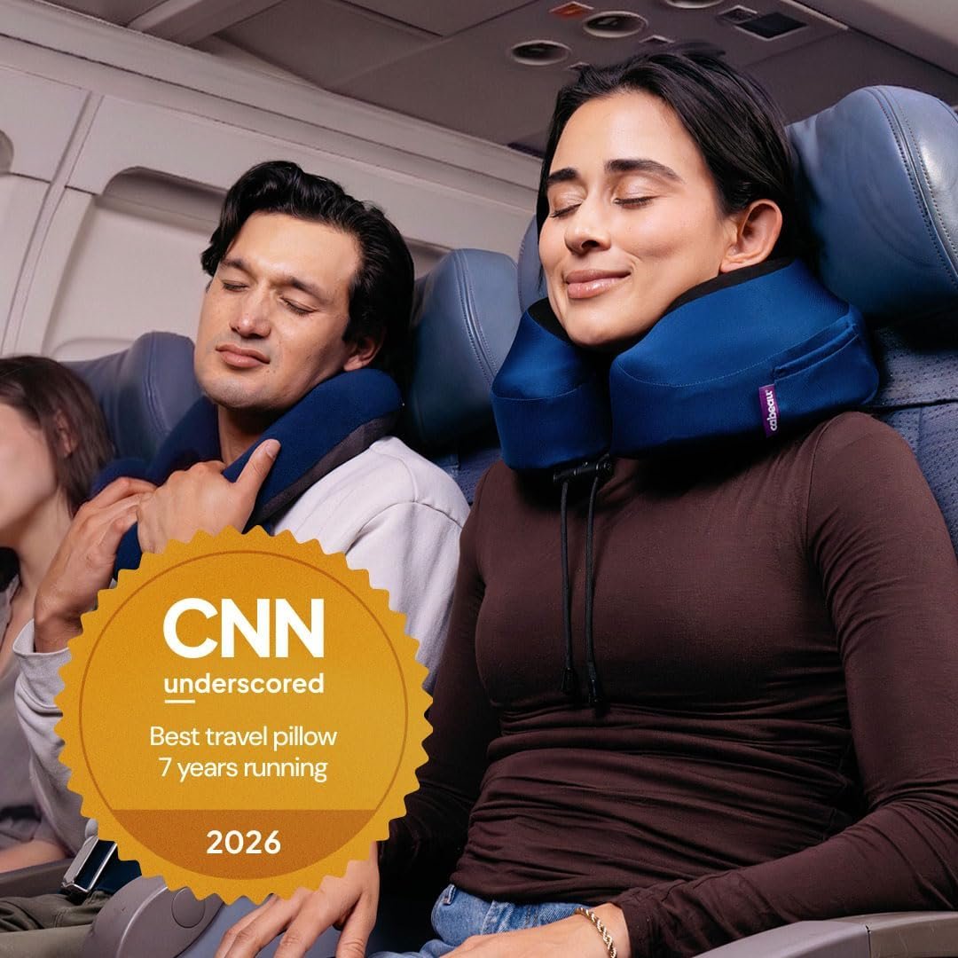 Cabeau Evolution S3 Airplane Travel Pillow for Long Flights - Supportive Memory Foam Body Positioner with Seat Straps to Secure Your Head and Neck and Provides 360 Support (Jet Black) - Image 5