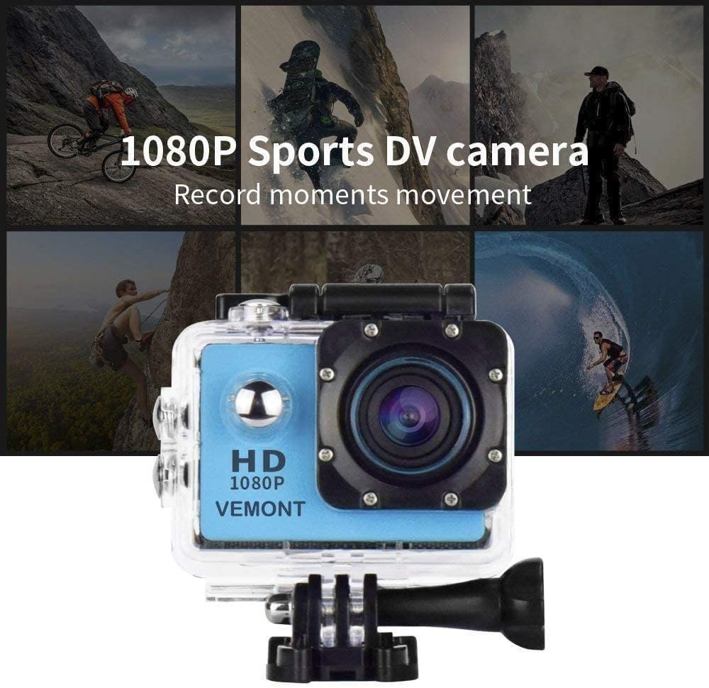 VEMONT Action Camera 1080P 12MP Sports Camera Full HD 2.0 Inch Action Cam 30m/98ft Underwater Waterproof Camera with Mounting Accessories Kit - Image 5