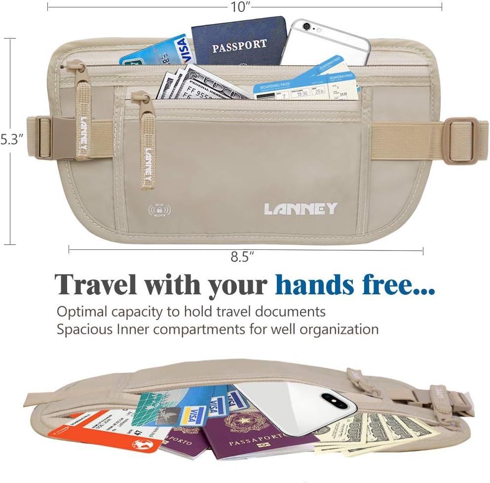 Money Belt for Travel Women and Men Slim Hidden Travel Wallet with RFID Blocking - Image 4