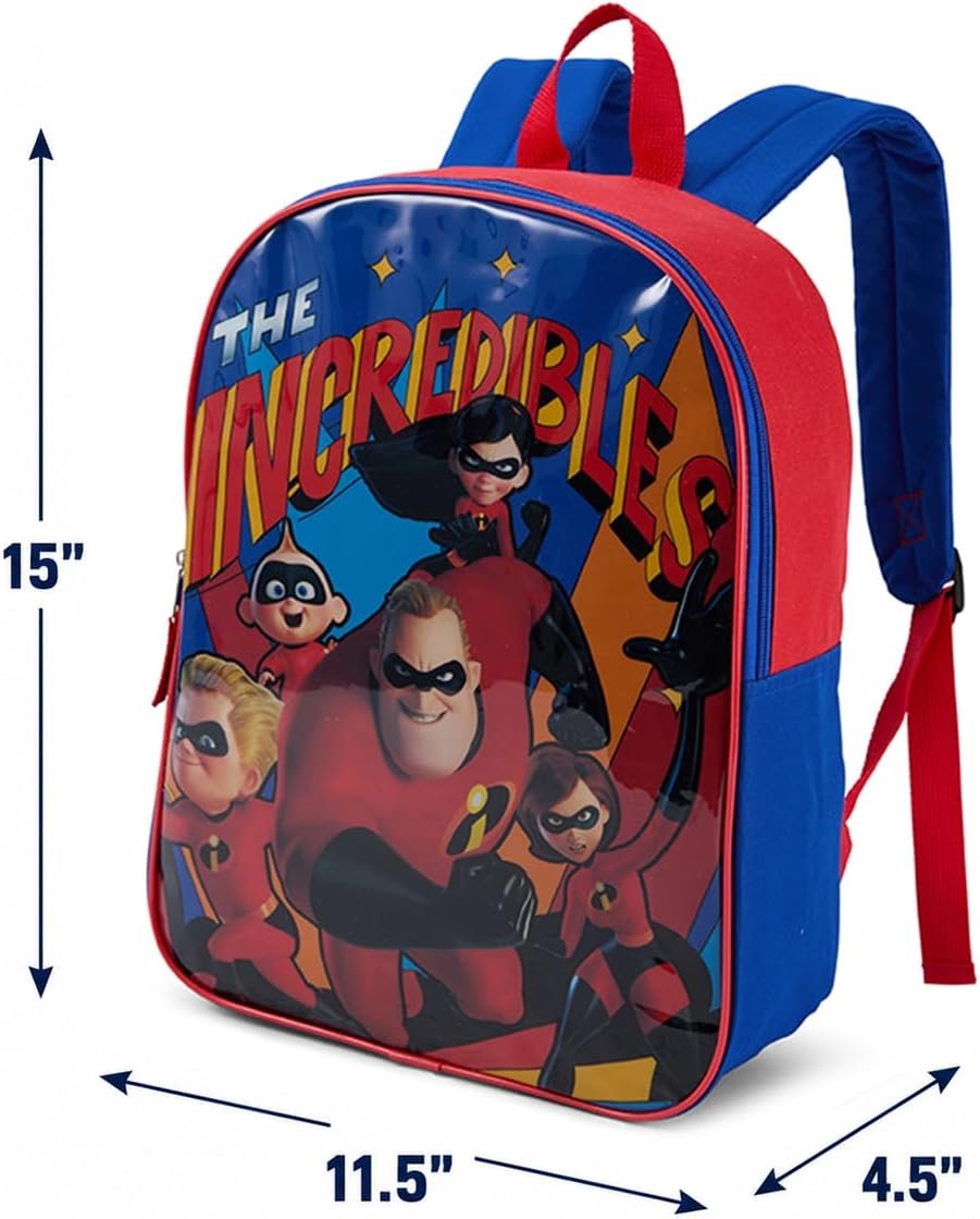 Disney The Incredibles Backpack - Boys Backpack for School | Cute Backpack & School Bag - Backpack for School, Daycare & Travel with Padded Straps, Roomy Zip Compartment & Top Handle - Image 4