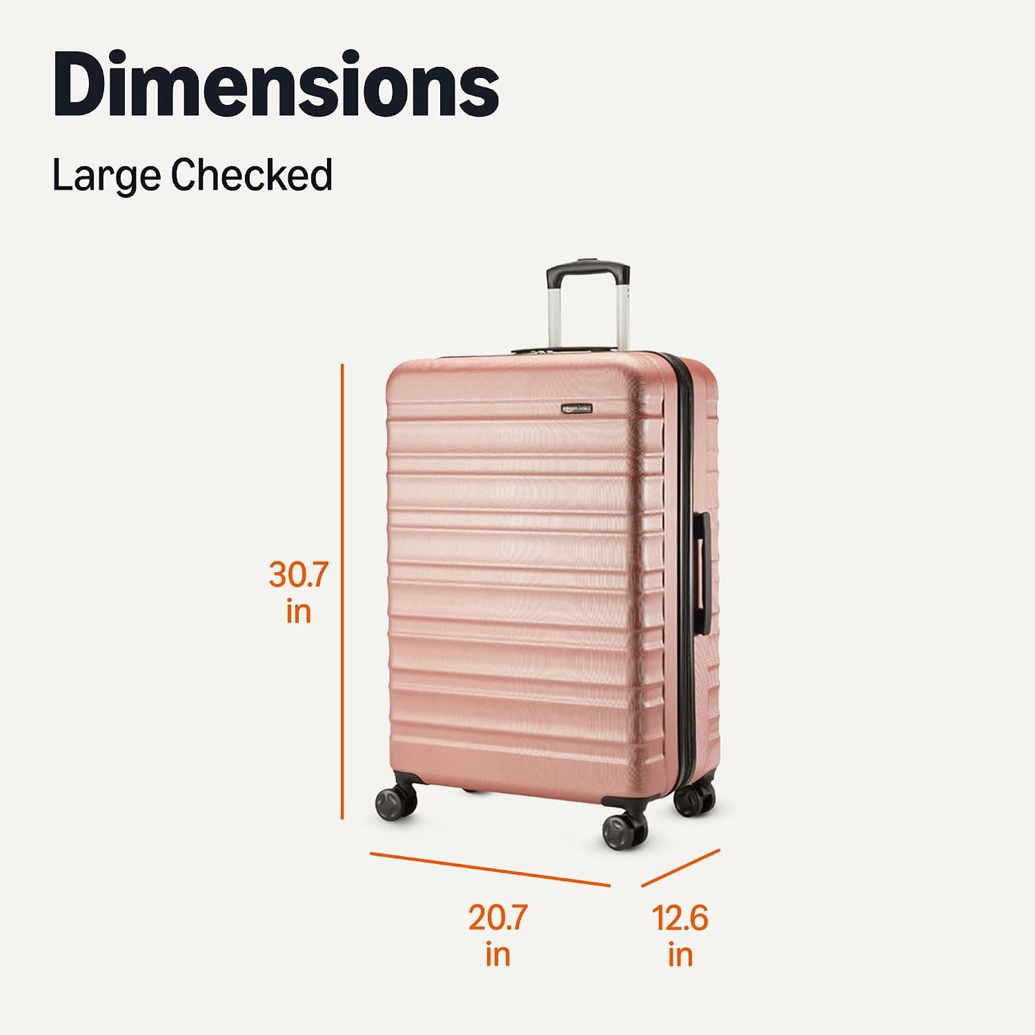 Amazon Basics 30" Hardside Large Checked Luggage, Expandable For Up to 15% More Space, Scratch-Resistant Surface, Four Multi-directional Wheels, Rose Gold - Image 6