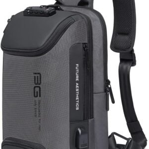 BANGE Sling Bag for Men, Waterproof Crossbody Backpack, USB Charging Shoulder Bag, Daypack for Travel, Work, Hiking