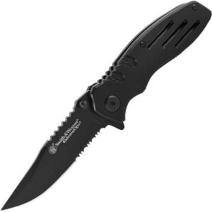 Smith & Wesson Accessories Extreme Ops SWA24S 7.1in S.S. Folding Knife with 3.1in Serrated Clip Point Blade and Aluminum Handle for Outdoor