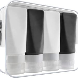 Travel Bottles Leak Proof,3 oz TSA Approved Silicone Squeezable, Refillable Containers Set for Toiletries Shampoo Conditioner Lotion (travel bottles black)