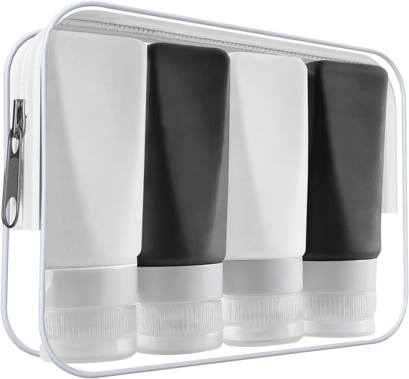 Travel Bottles Leak Proof,3 oz TSA Approved Silicone Squeezable, Refillable Containers Set for Toiletries Shampoo Conditioner Lotion (travel bottles black)