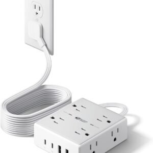 SUPERDANNY Extension Cord,Flat Plug Surge Protector Power Strip,10Ft | 8 AC & 4 USB Ports (2 USB C),Surge Protector with 1050J,Desk Charging Station for Home Office,College Dorm Room Essentials