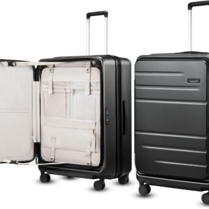 LUGGEX Checked Top Opening Expandable Suitcase, Black, 28" | Checked Luggage, Top Opening Design, 100% PC Hard Shell, Expandable Storage, TSA Approved Lock, 105L-115L Capacity, FX-Core