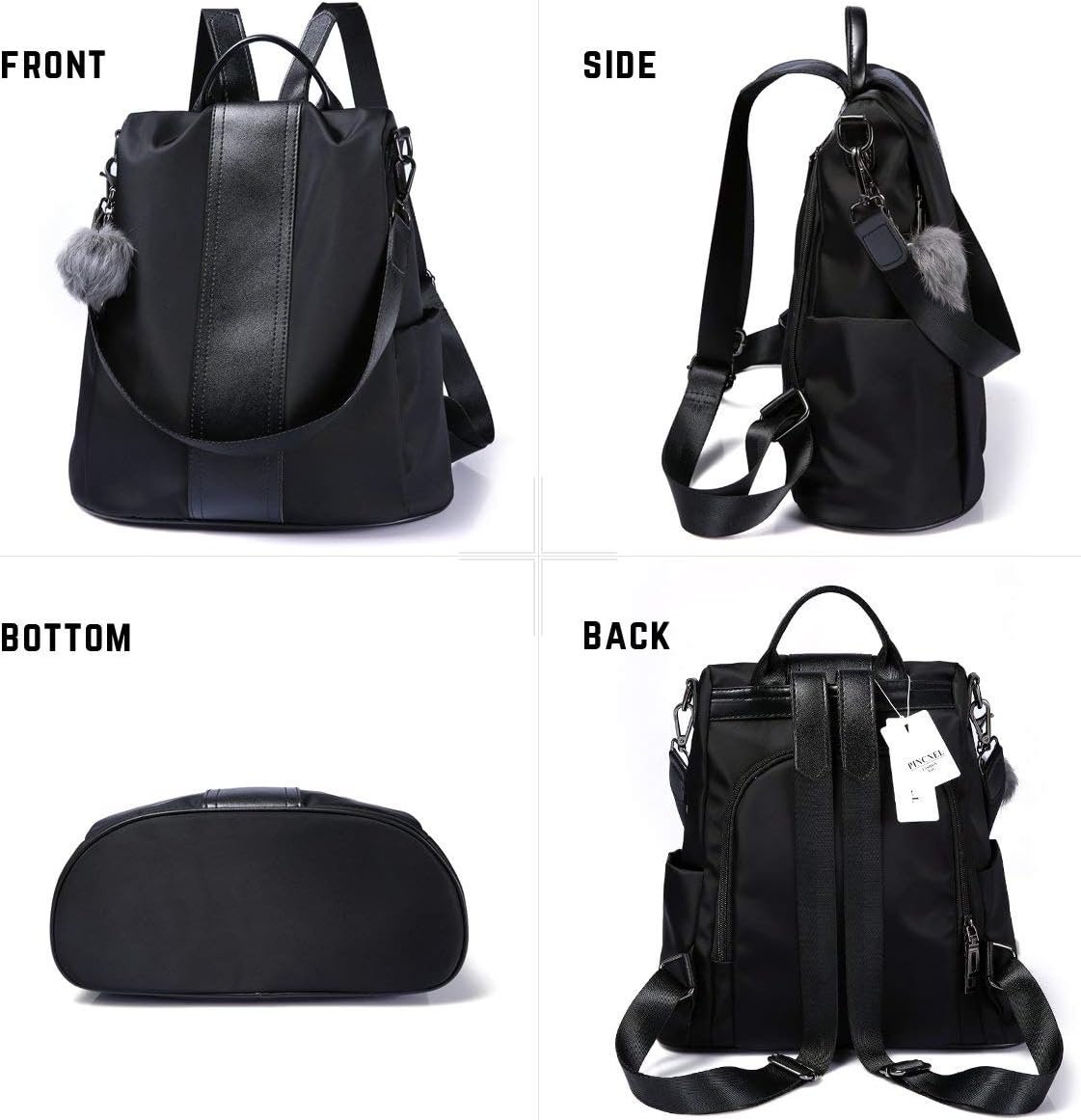 PINCNEL Women Backpack Purse Waterproof Nylon Anti-theft Rucksack Lightweight Shoulder Bag - Image 5