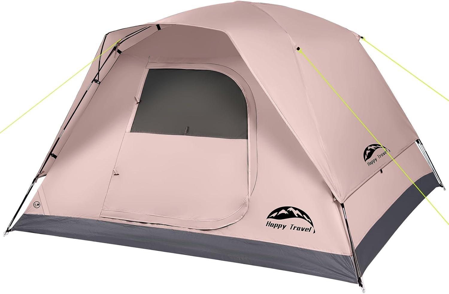Happy Travel Camping Tent, 4 Person Dome Tents for Camping with Rainfly | Waterproof Clip Easy Setup Portable Family Tent with Mesh Windows, 20% More Headroom Backpacking Tents for Camping & Hiking