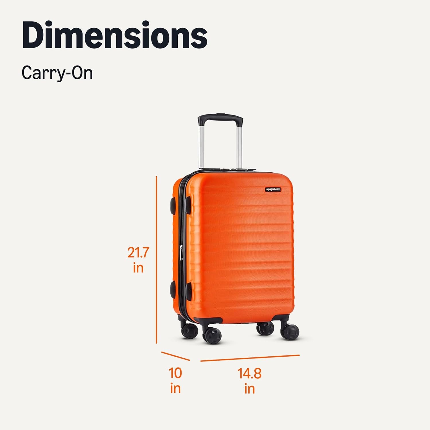 Amazon Basics 21" Hardside Carry-On Luggage with Spinner Wheels, Expandable for Up to 25% More Space, Scratch-Resistant Hardshell Suitcase, Telescoping Handle, Orange - Image 6
