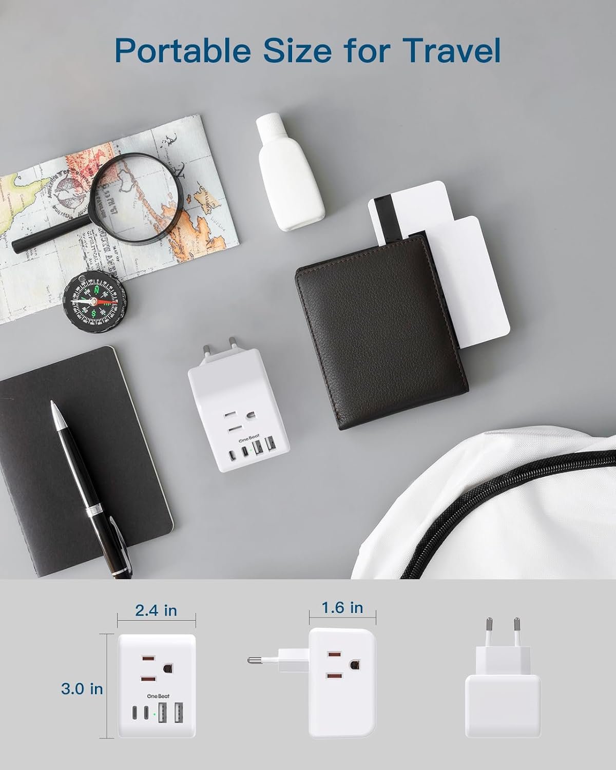 2 Pack European Travel Plug Adapter, Type C Plug Adapter Travel Essentials | International Power Adapter with 3 Outlets 4 USB Ports(2 USB C), US to Most Europe EU Spain Italy France Germany Plug Adapter - Image 5