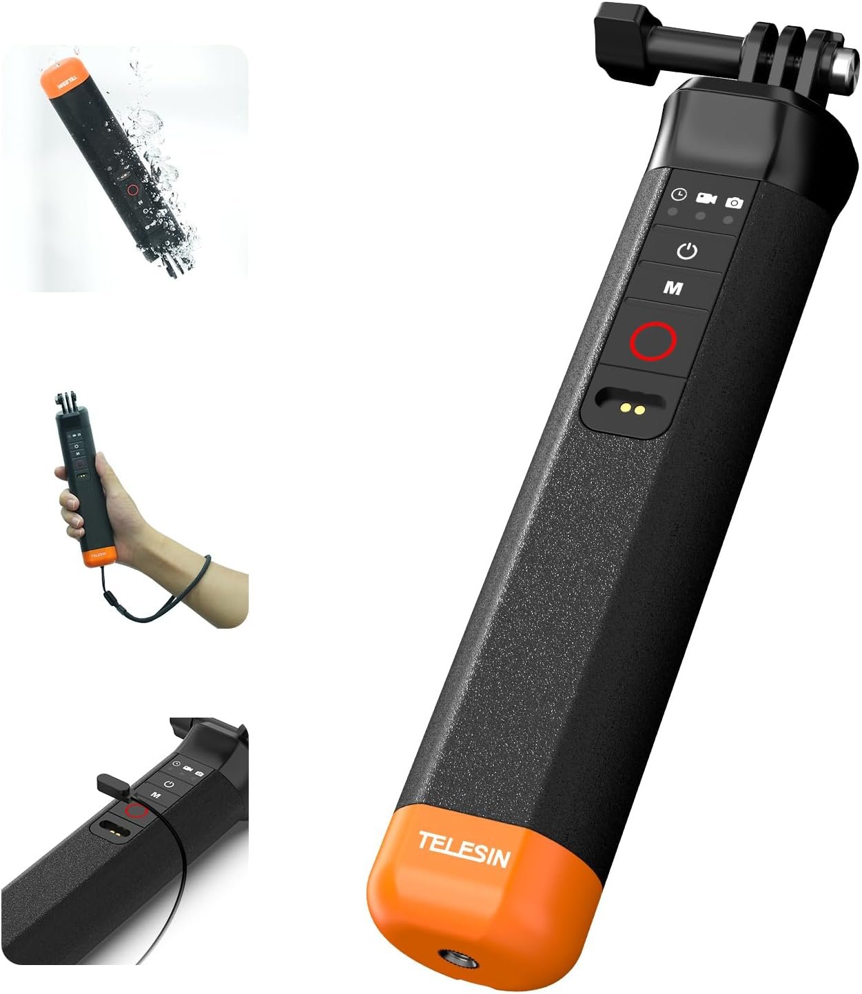 TELESIN Floating Selfie Stick with Bluetooth Remote for GoPro 13-8 | Compatible with GoPro Hero 13/12/11/10/9/8 Black Waterproof Floating Handle Grip with Bluetooth Remote Control