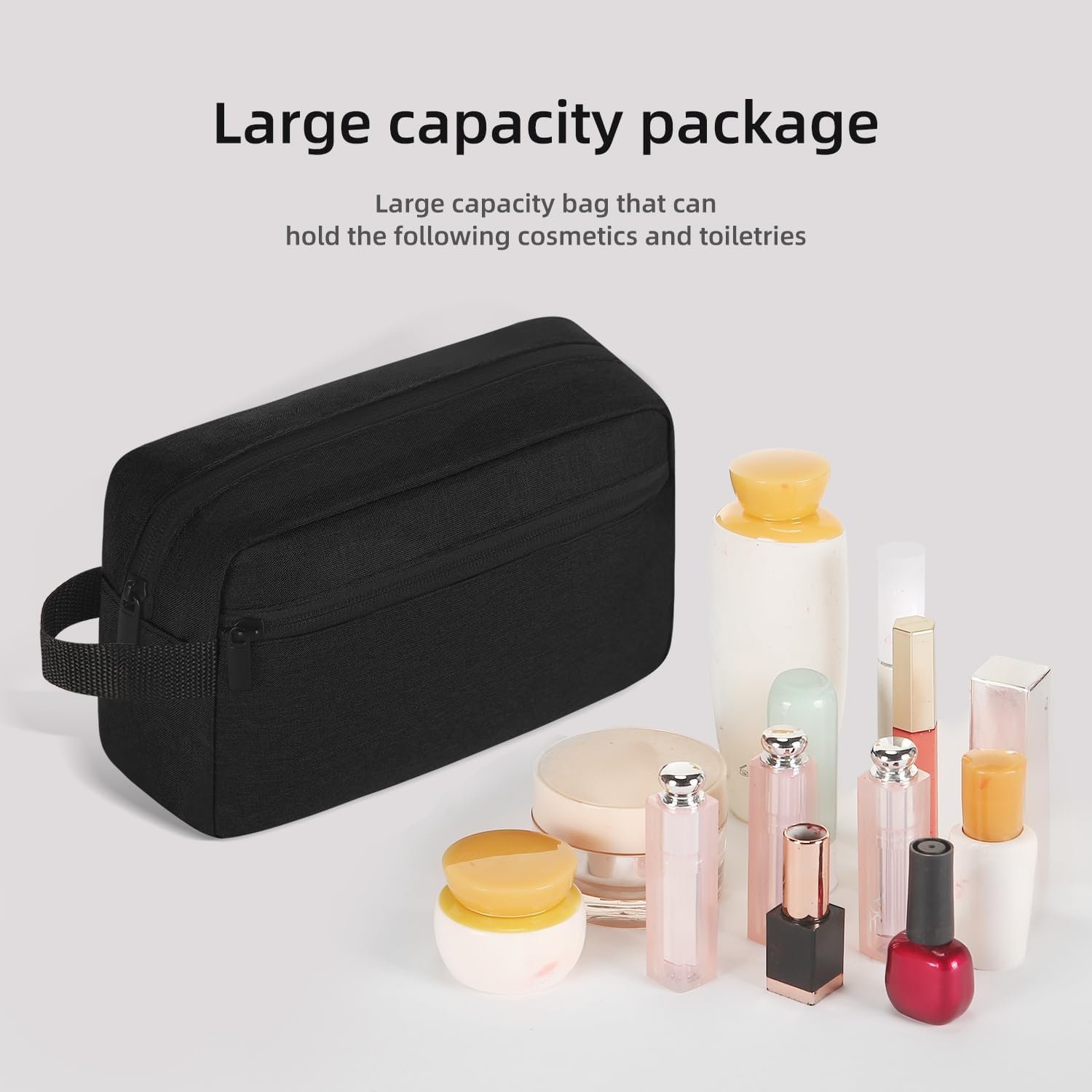 Icramsy Travel Toiletry bag Toiletry bag for women men Hanging Cosmetic bag Travel accessories for Women Men (Black) - Image 3