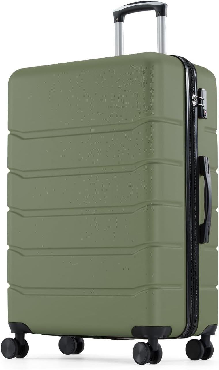 OLIXIS 20 Inch Carry-On Luggage, Hardside Suitcase with Spinner Wheels, Lightweight ABS Hard Shell Travel Luggage, TSA Approved Lock, Expandable Small Suitcase for Business & Travel–Olive Green