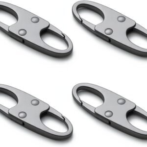 zelin Anti Theft Zipper Clips, Travel Essentials, Carabiner, 4Pcs Grey | Elegant Zinc Alloy Zipper Pull Locks, Airplane Gadgets and Travel Accessories for Backpacks, Commuting and Outdoor Safety