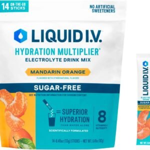 Liquid I.V. Sugar Free Hydration Electrolytes, Mandarin Orange, 14 Count | Scientifically Formulated | Clinically Proven Hydration | Zero Sugar | No Artificial Sweeteners | Non-GMO | Powder Drink Mix