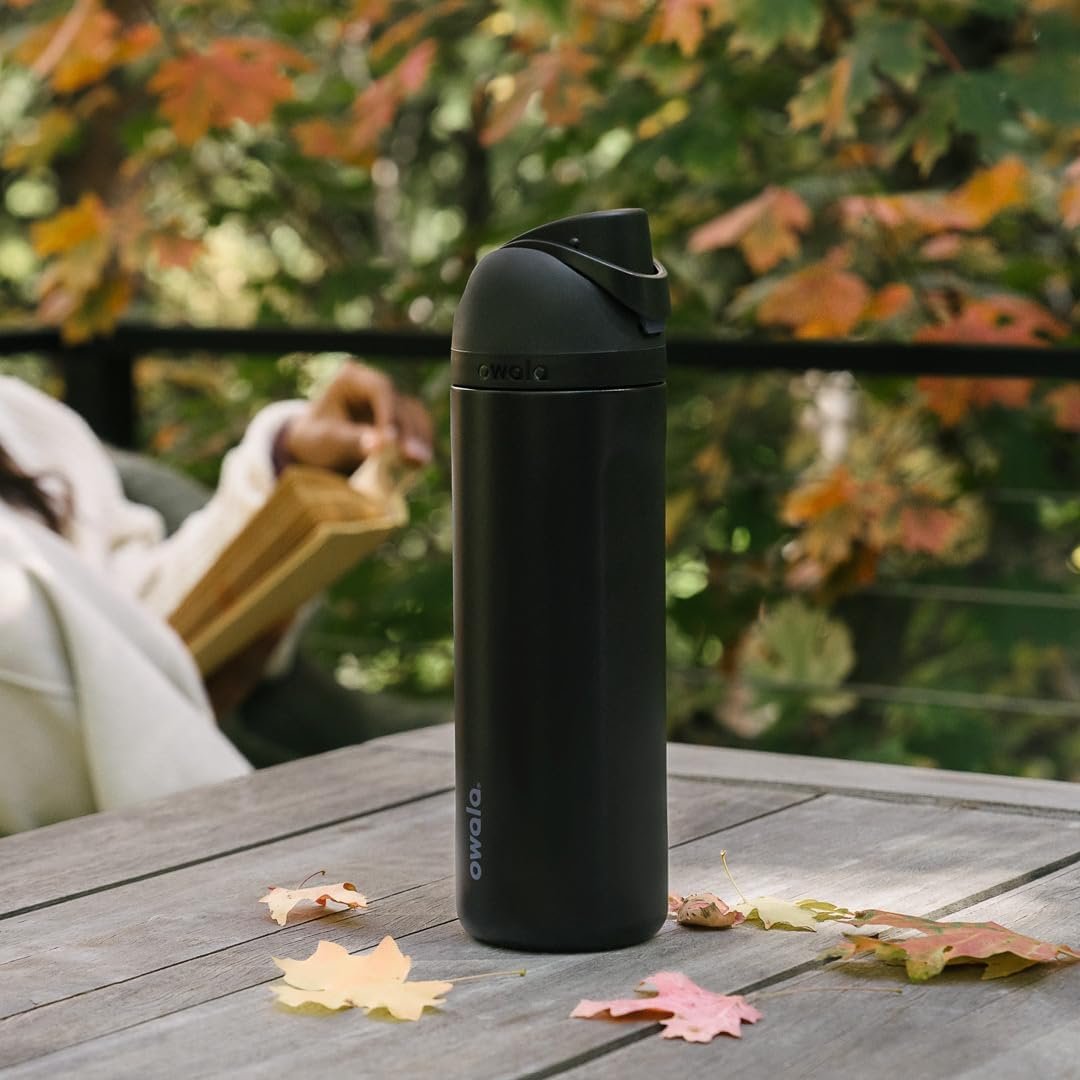 Owala FreeSip Stainless Steel Water Bottle 24 oz Very, Very Dark - Image 6