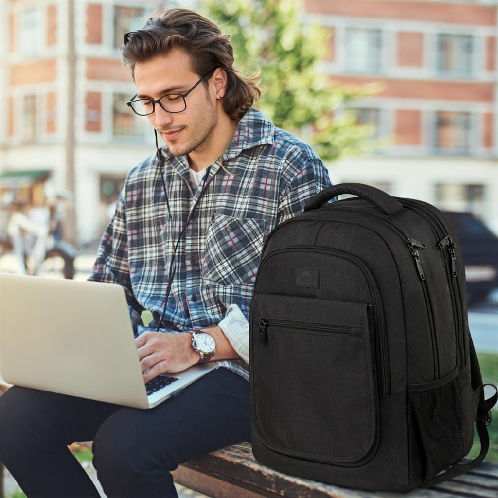 MATEIN College Large Travel Backpack, TSA Expandable Laptop Backpack | 43L College Computer Bag, Fit 17.3 Inch Laptop, Water Resistant Design, Lightweight Carry on, Sturdy, Spacious, Black - Image 3